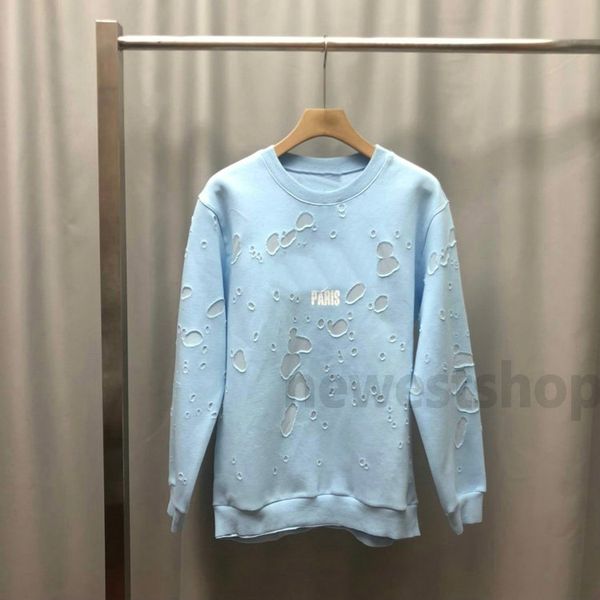 

2020 winter europe paris fashion clothing mens big broken hole hoodies 10 color sweatshirt women hoodies fashion jumpers designer hoodie, Black