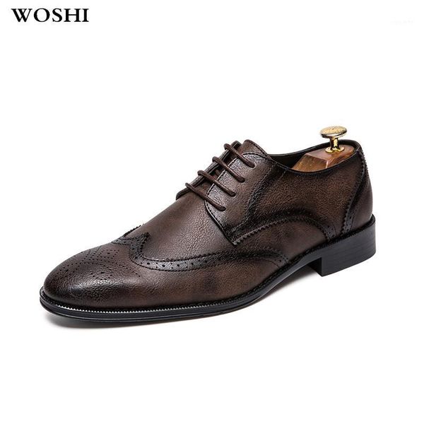 

fashion men shoes leather italian dress shoes classic formal brogue for male footwear wedding business k41, Black
