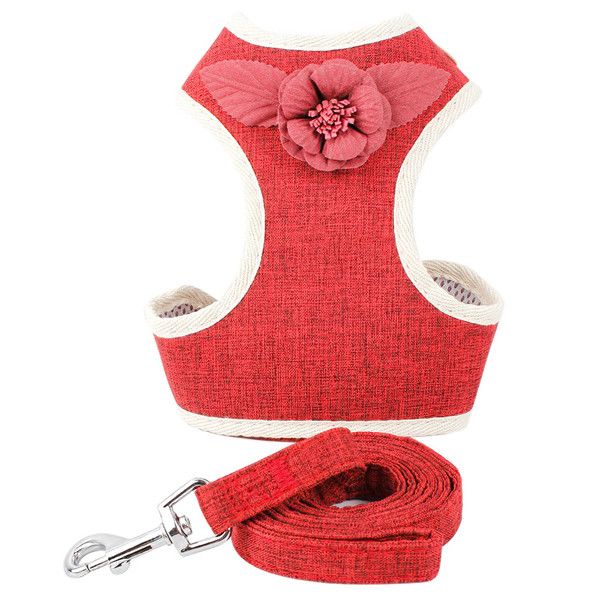 

2021 fashion dog leashes breathable pet vest traction belt dog walking leash cute cat dog harness pet supplies flower chest strap