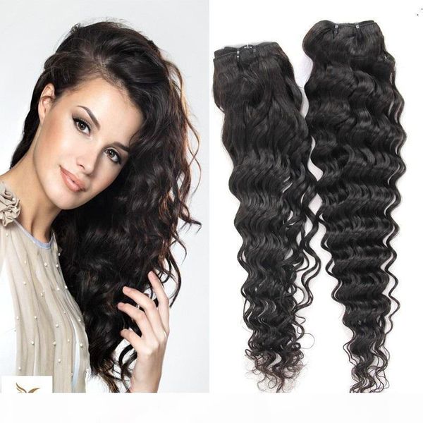 

100% brazilian human hair bundles 10-30 inchs deep wave hair bundles non-remy brazilian virgin hair weaves, Black