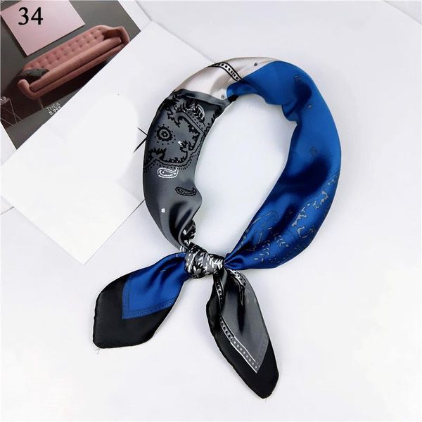 

square silk scarf women fashion print small neck scarf female headscarf bandana shawl diy hair tie band girls hair accessories sqcefd, Black