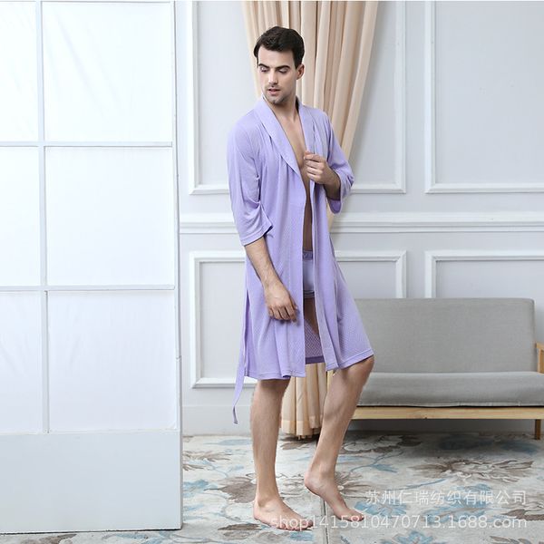 

2021 new women's bathrobe loves long knitted jacquard nightgown thin soft l bath robe ladies three home wear pdn8, Black;red