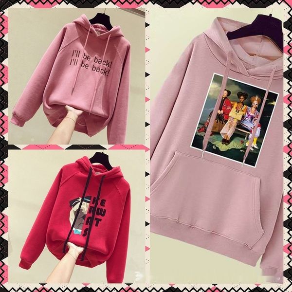 

pvksr 2020 women's loose hooded korean style miscellaneous printed autumn and winter 2020 women's loose hooded korean style miscel, Black