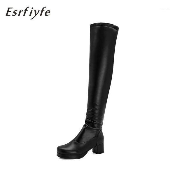 

boots esrfiyfe 2021 high heels winter women thigh woman platform over the knee lady shoes large size 34-481, Black