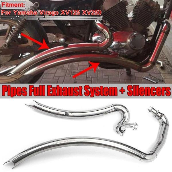 

motorcycle exhaust system pipe full muffler pipe+silencers stainless for virago v star xv125 xv250 xv 2501