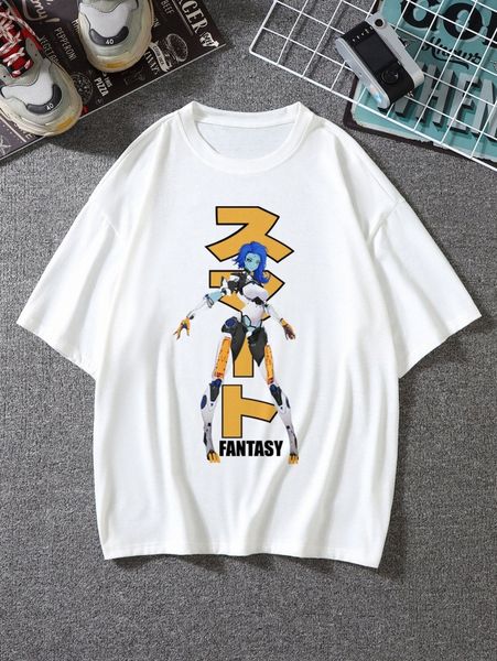 

men japanese letter & figure graphic tee v5xi#, White;black