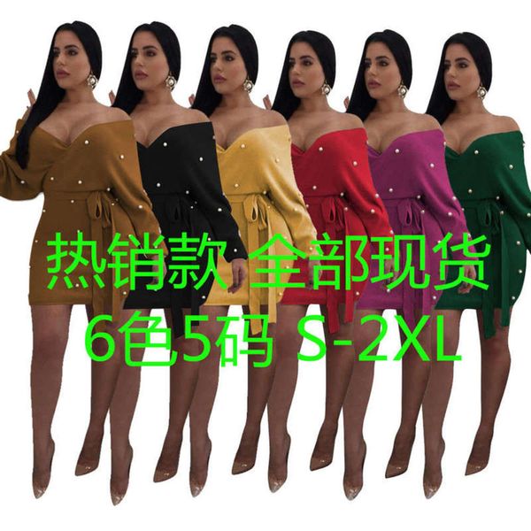 

women's selling long l5167 sleeve hip wrap dress 6 colors in, Black;gray