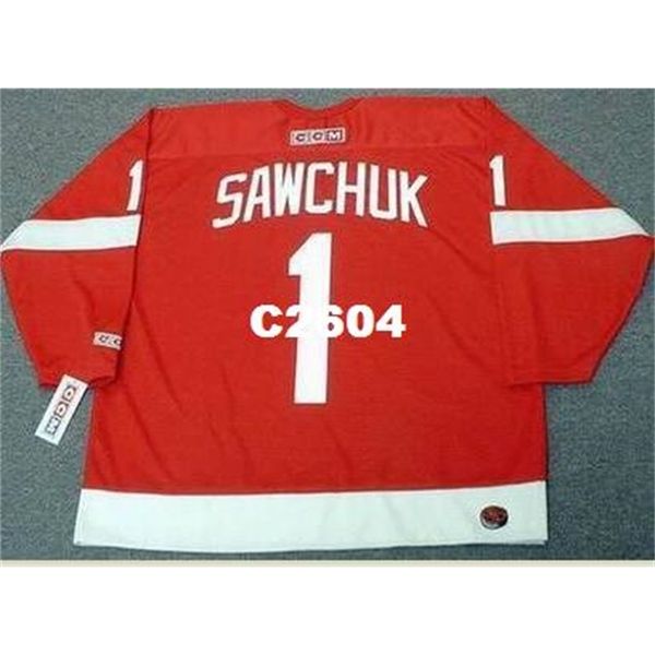 

men #1 terry sawchuk detroit red wings ccm retro home hockey jersey or custom any name or number retro jersey, Black