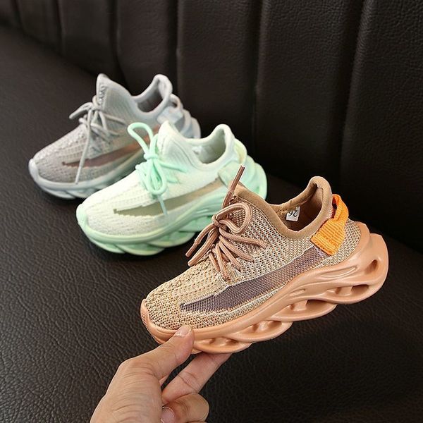 

recoisin kids shoes mesh lightweight sneakers boys girls casual lace-up school trainers children brand breathable shoes 201008, Black