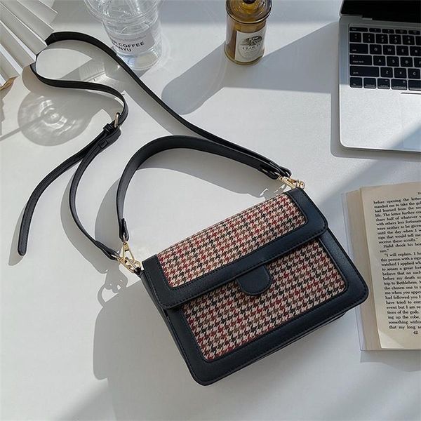 

cross body plaid women's bag pu leather bags for women 2021 grid small shoulder crossbody female handbags whole sale