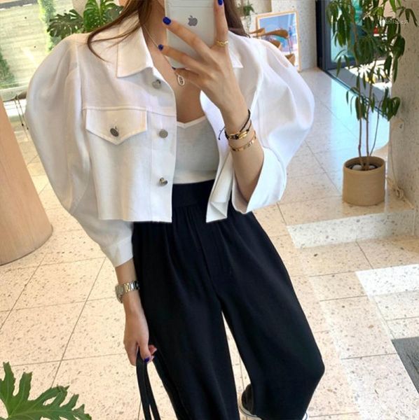 

2020 autumn casual loose women coat puff sleeve short jacket fashion jacket women 1, Black;brown