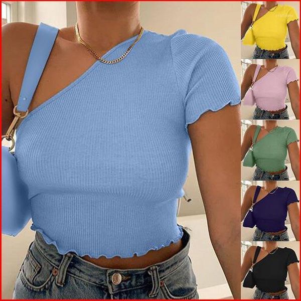 

off shoulder skew collar short sleeve solid color knitting sweater women clothes fashion slim streetwear crop female1, White;black