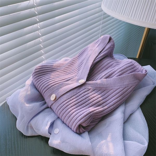 

women autumn casual avocado purple soft knit cardigan cropped knit soft sweater vintage knit cardigan y200720, White;black