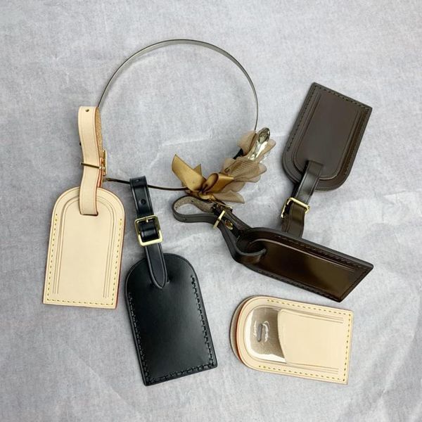 

kee pall luggage bag tag classical real leather personalized custom stamp travel bags label stamping initials tags, Black