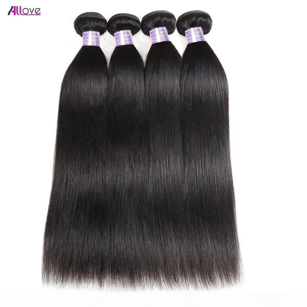 

8a unprocessed peruvian human hair bundles brazilian body wave straight hair weave 3 4bundles mink brazillian body wave silky straight, Black