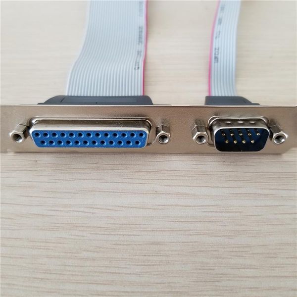 

computer cables & connectors db25 25pin parallel port printer lpt + rs-232 rs232 com db9 9pin serial cable cord wire bracket 30cm
