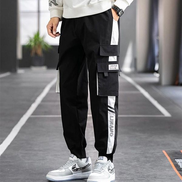 

pants men's jogging pants men's street clothes fashion elastic waist cotton black