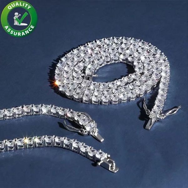

iced out chains designer necklace hip hop bling chains jewelry men 925 sterling silver luxury diamond tennis link rapper fashion accessories, Black