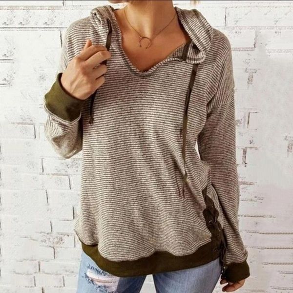 

women hoodies autumn long sleeve sweatshirt ladies fashion stripe printing pullover female casual hooded 1, Black