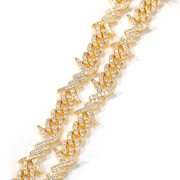 

bling iced out barbed wire bracelet 2 colors micro pave cubic zirconia miami cuban bracelet fashion hip hop jewelry h bbysom, Silver