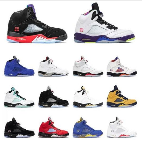 

man shoe jumpman 5 trophy room 5s ice nakeskin basketball shoes laney men bred red suede white metallic cement black sports sneakers size 40