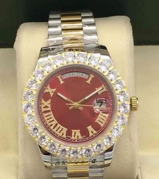 

multi-color fashion r diameter 43mm big diamond not repair steel automatic mechanical men's folding buttonmen's sports machinery w, Slivery;brown