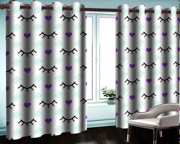 

curtain & drapes luxury 3d mural romantic purple love window treatment home decor