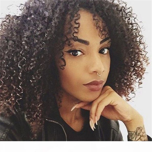 

new arrival virgin human hair curly hair lace front wig with baby hair glueless full lace wig for black woman ing, Black;brown