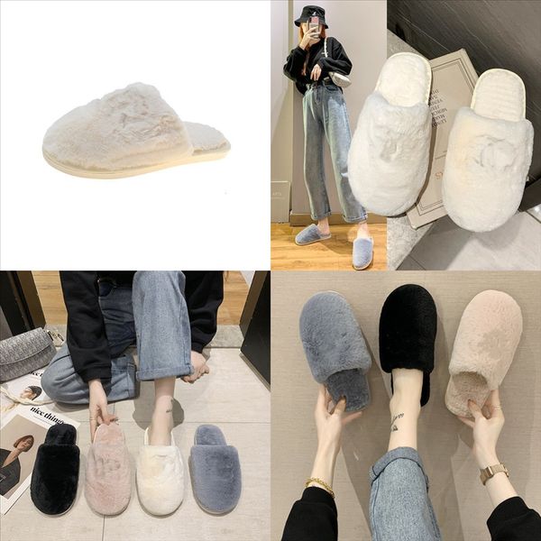 

uqked home indoor slippers plush stuff slipper cuddly fluffy shoes soft for warm open toe minion wear-resistant non-slip soles soft plush, Black