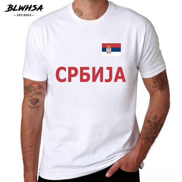 

sport blwhsa serbia fans cheer t-shirts 100% cotton men's causul t shirts serbia flag white white summer tshirt