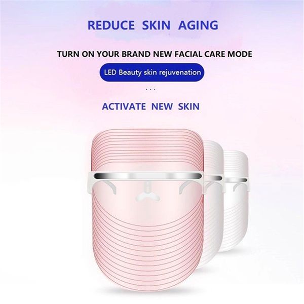 USB LED máscara iluminação de pele rejuvenescimento casa portátil face dispositivo de beleza 3 cor lâmpada de cor tratamento de acne lelight terapia