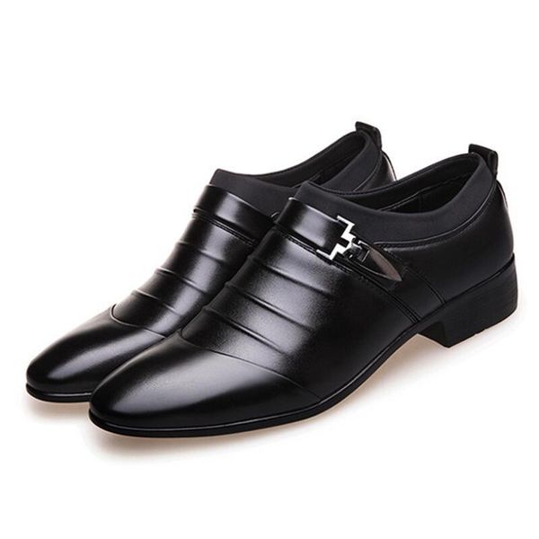 

men's formal wear brand designer leather shoes low-high-quality tooling shoes men pointed toe set foot business casual, Black