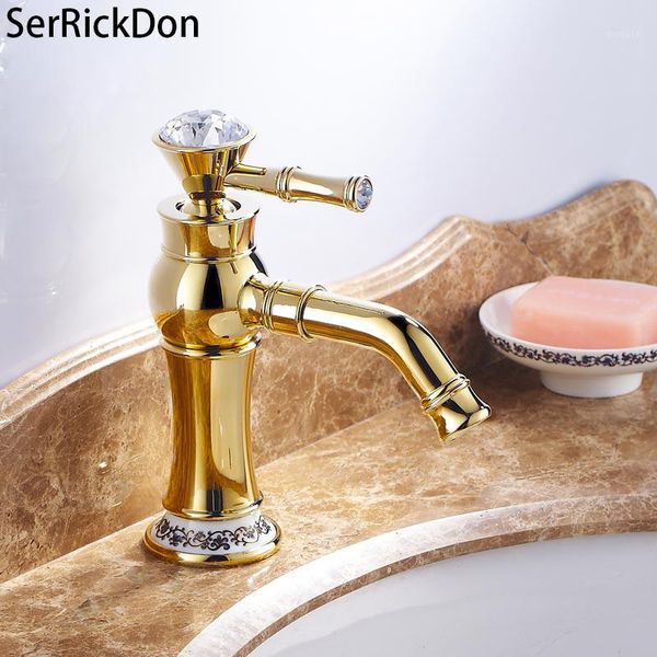 

rose golden cold basin faucet ceramics brass bathroom mixers single handle crystal handle basin tap bathroom faucet1