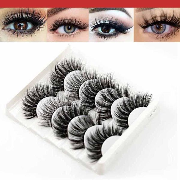

false eyelashes 3d fiber 5 pairs of european and american curl up thick multi-level cross