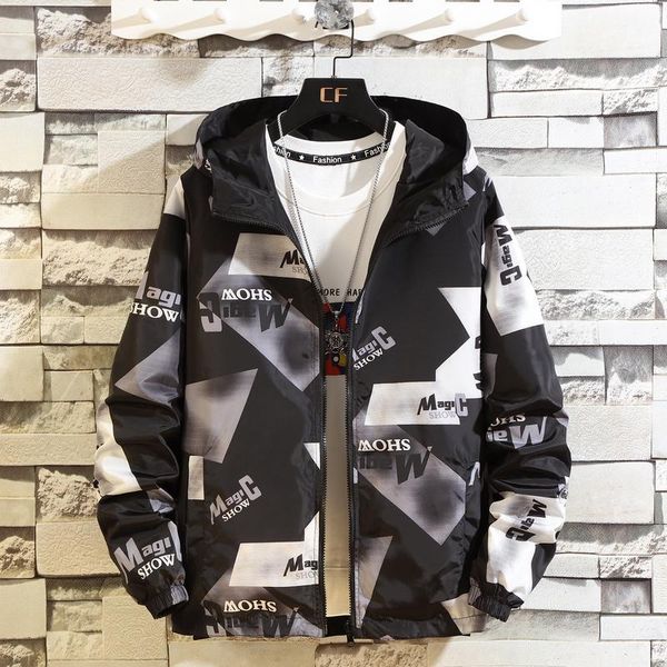 

two-sided wear camouflage printed hooded casual jacket male spring new model zipper coat windbreaker jacket large size m-5xl1, Black;brown