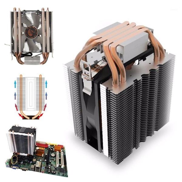 

fans & coolings 4pcs heatpipe radiator blue led hydraulic bearing cpu cooler fan heatsink for intel lga1150 1151 1155 775 1156 amd cooling1