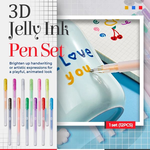 

3d glossy jelly ink pen 3d jelly pen diy graffiti painting pen gel suit