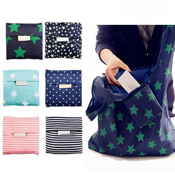 

fashion creative foldable reusable grocery storage bag eco friendly shopping tote bags 6 colors
