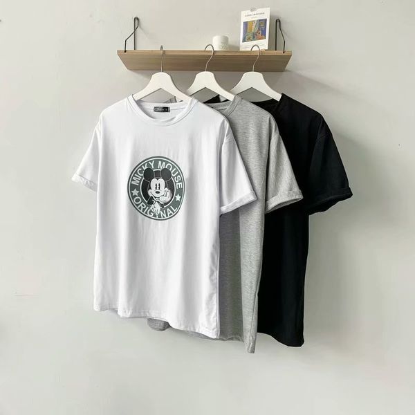 

summer new brand cartoon printing short sleeve casual versatile trend t-shirt men's personality fashion clothes, White;black