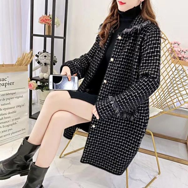 

new 2020 winter coat women jacket female faux mink velvet coats ladies long casual autumn women's clothing outerwear1, Black