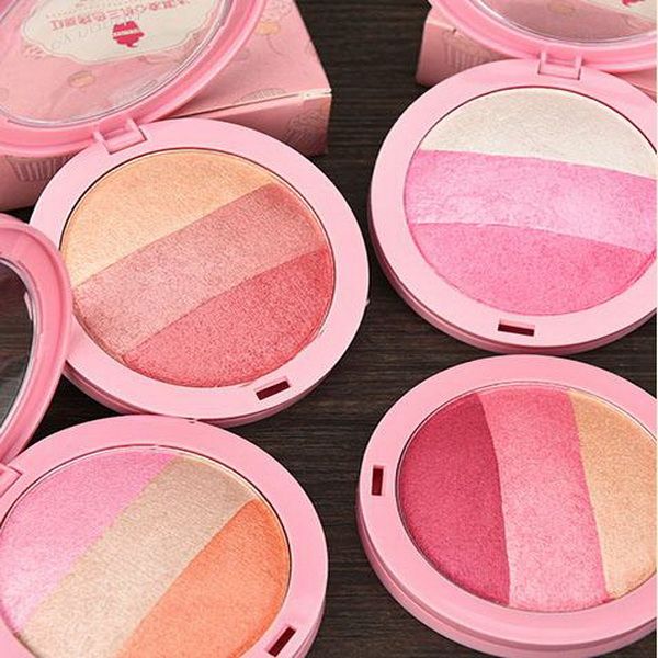 

pro baked makeup palette 3 colors blusher baked roast blush highlighter glitter shimmer mineralize blush cream-like powder makup kit blushe