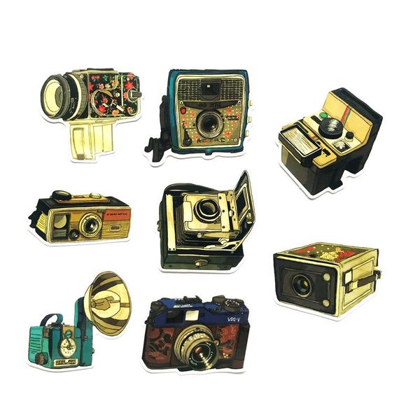 

9шт ностальгических камер прохладного граффити наклейка чемодан вагонетка чехол водонепроницаемого ретро камера урожай граммофон diy стиль н