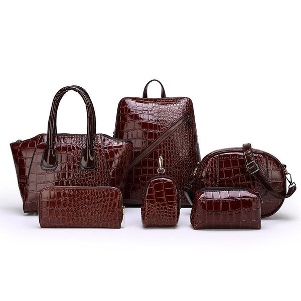 

luxury women pu leather handbags 6 pieces crocodile shoulder bag luxury designer ladies fashion tote messenger bags