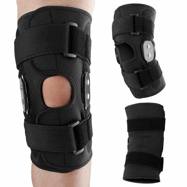 

adjustable aluminum alloy bracket knee decompression dual spring support knee stabilizer relieve joint pain sports pad, Black;gray