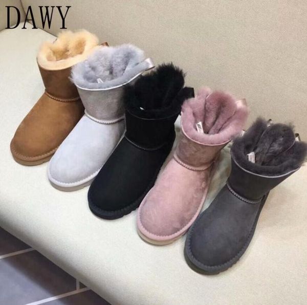 

классические овчины замши шерсть меховой подкладки женщины голеностопной зимние сапоги для женщин базового лука снег сапог зимних ботинок fl, Black