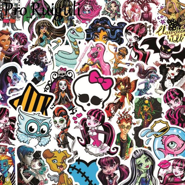 

50pcs monster high scrapbooking stickers packs waterproof skateboard luggage motorcycle guitar graffiti kids decals pasters gift qylbxx