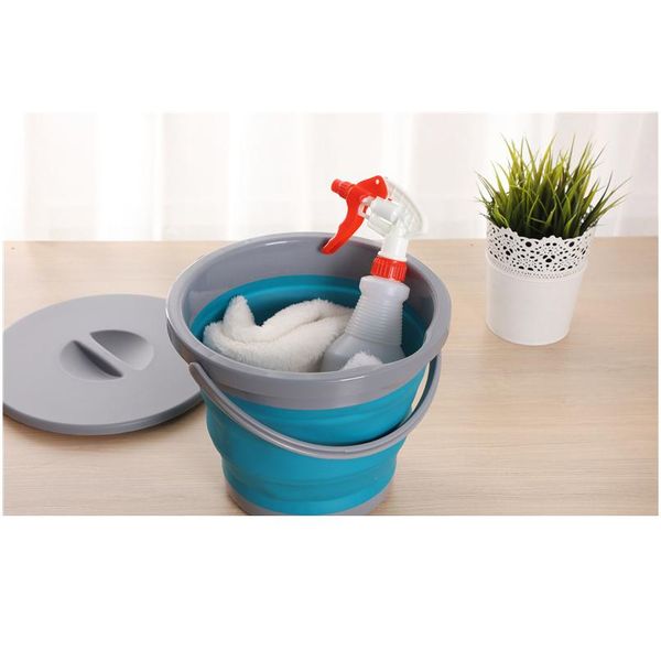 

5l folding thicker sile buckets for kitchen bathroom storage buckets outdoor camping car wash bucket fishing sil jllbdi