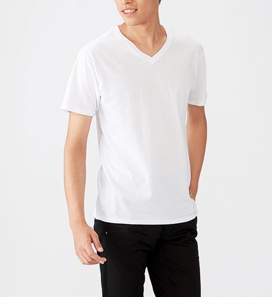 

cotton men's t-shirts casual black white gray short sleeve v neck male tee