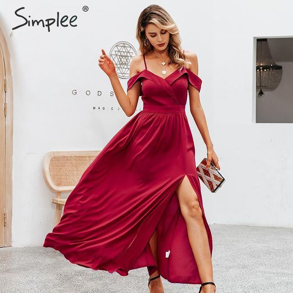 

casual dresses simplee off shoulder maxi dress elegant v-neck braces long party ladies high waist autumn red evening party1, Black;gray