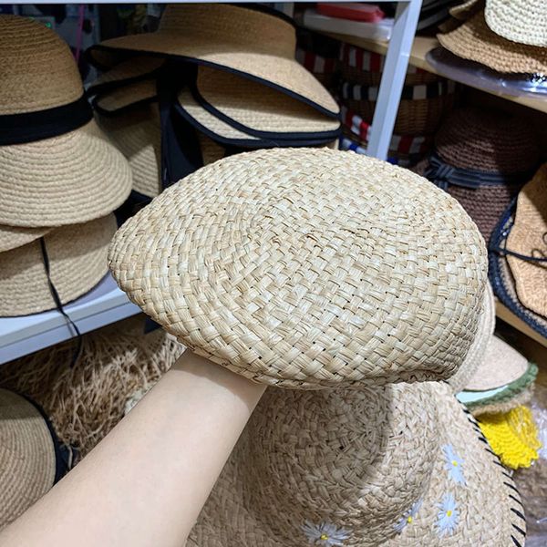 

color solid british style forward for both men and women duck tongue straw new summer decorative hat, Blue;gray